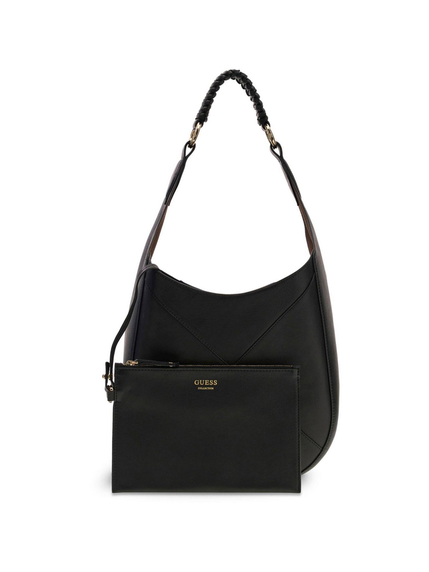Guess Women Solid Black Pauline Hobo With Pouch