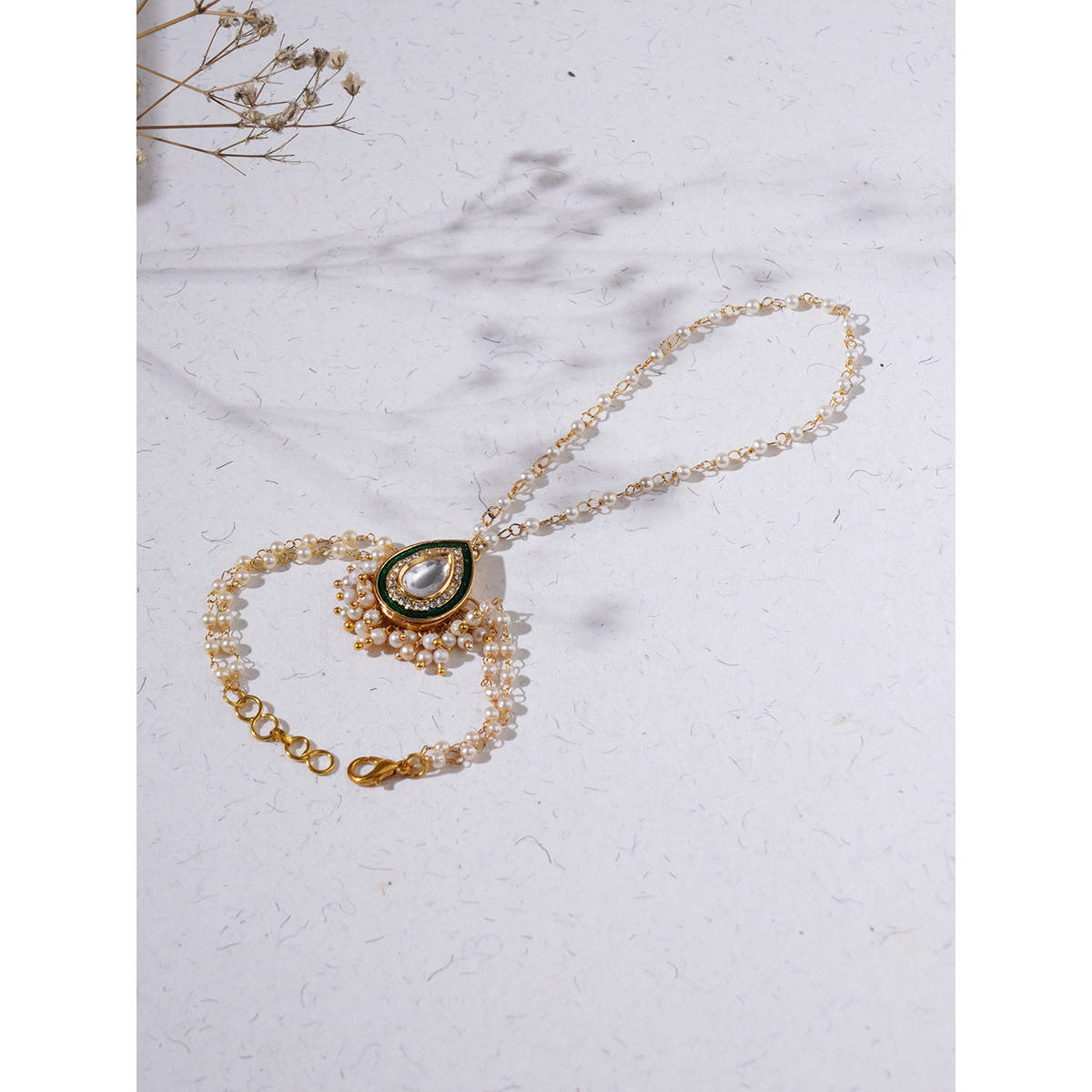 Ruby Raang Studio Kundan Gold Hand Harness