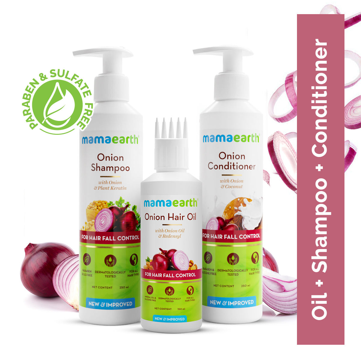 Buy mamaearth Onion Hair Fall Shampoo with Onion Oil & Plant Keratin - 250  ml AND Mamaearth Onion Hair Oil With Onion And Redensyl - 250 ml Online at  Firstcry.com