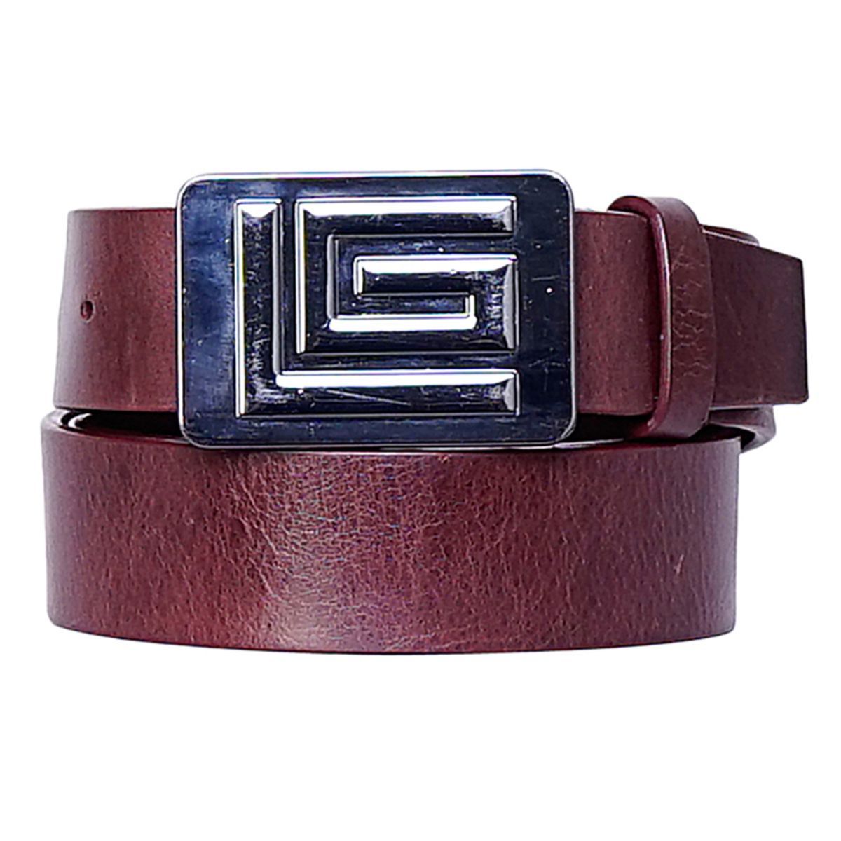 Justanned Men Red Real Leather Textured Belt (36)