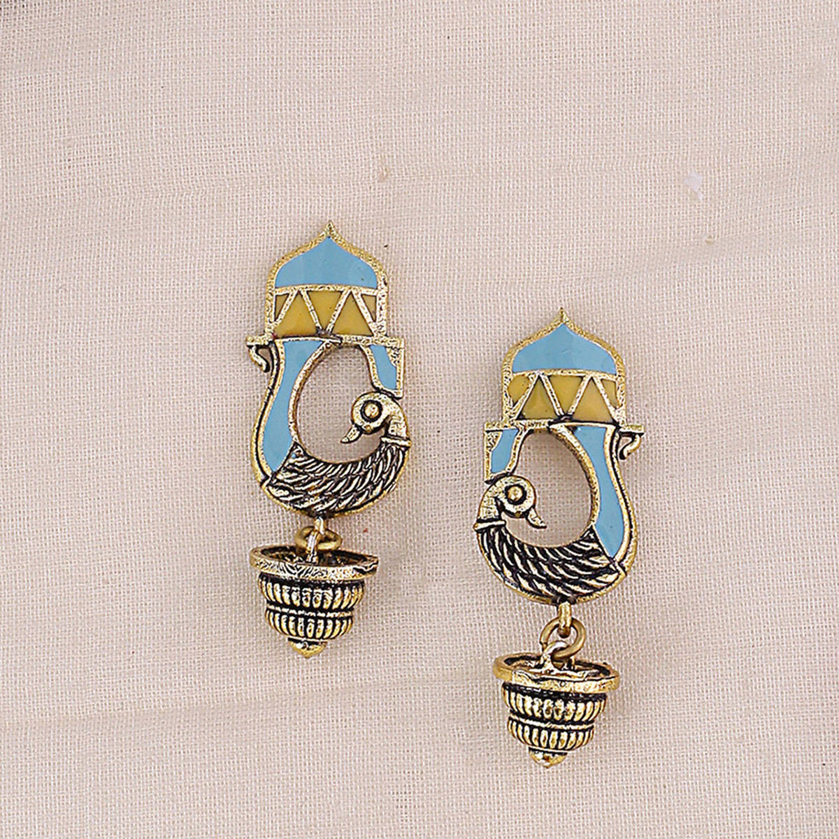 Voylla Gwalior Gold Toned Peacock Motif Earrings