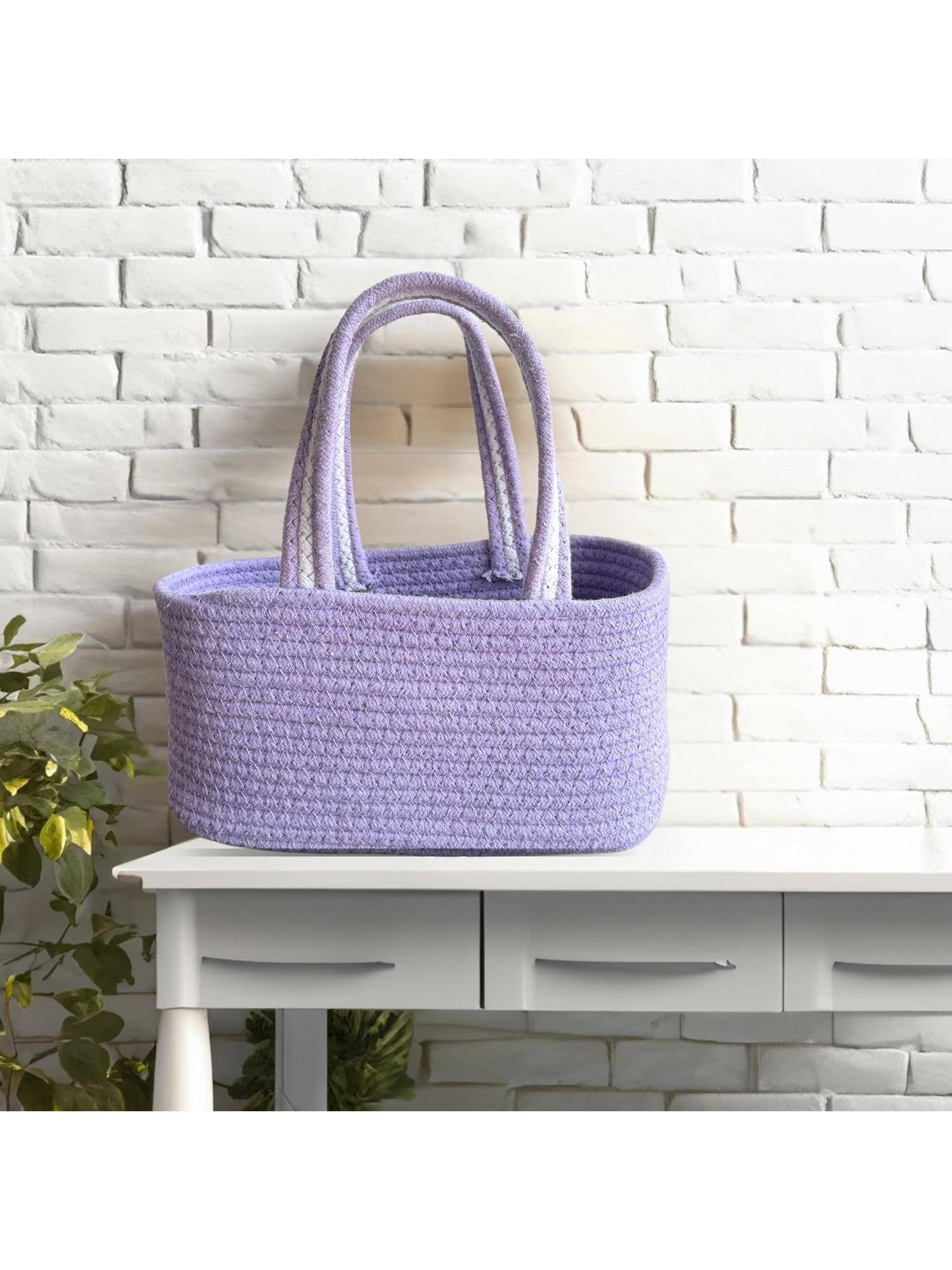 JASMEY HOMES Hamper Basket Style Handbag - Lavander