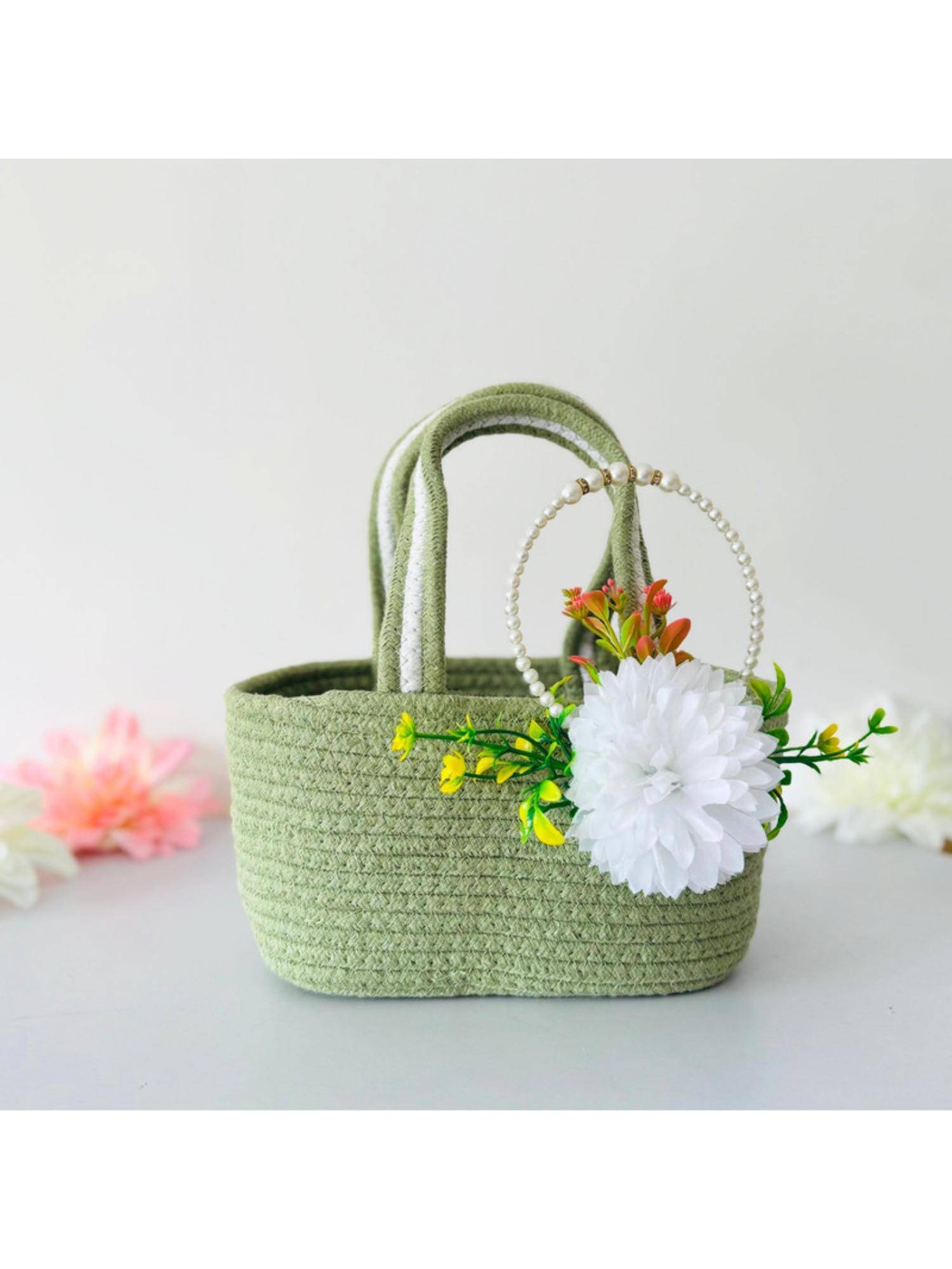 JASMEY HOMES Pastel Harmony Basket Style Handbag