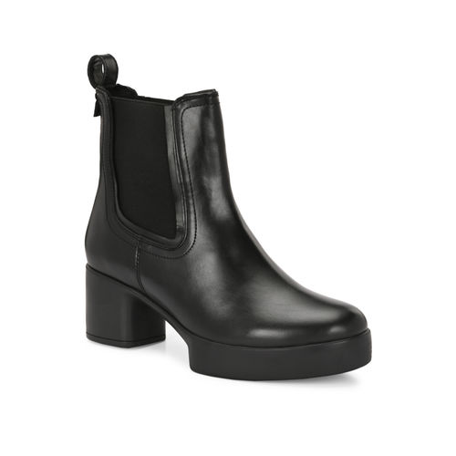 Delize Black Vegan Leather Mid Heel Chelsea Boots (UK 3)