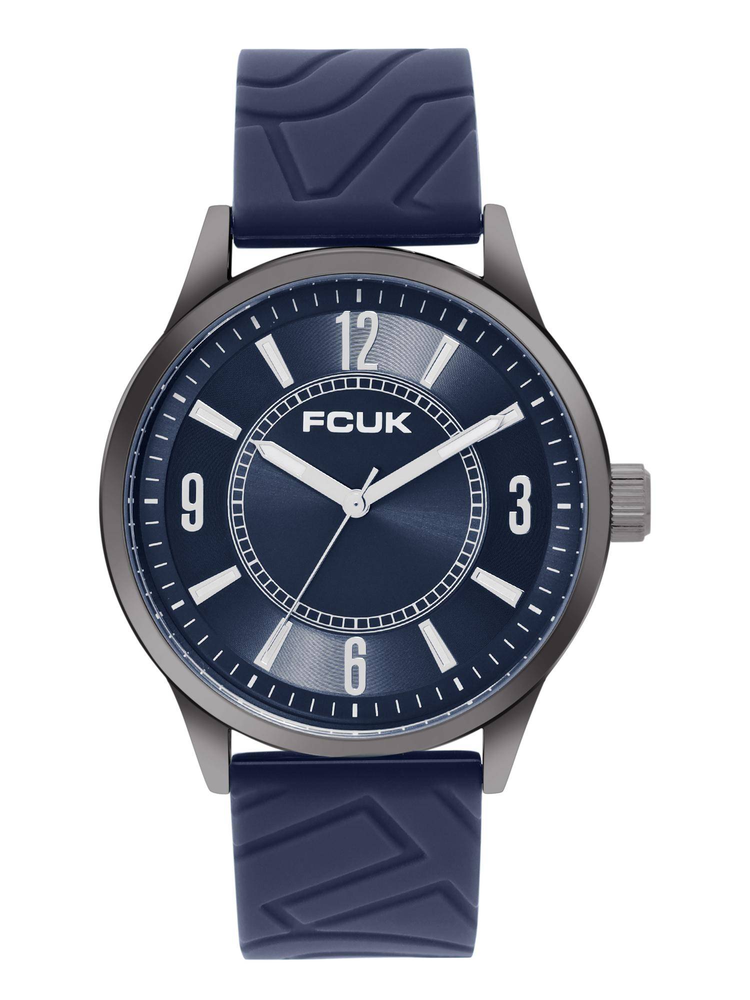 FCUK Men Everin Round Blue Dial Analog Watch - FC180U (M)