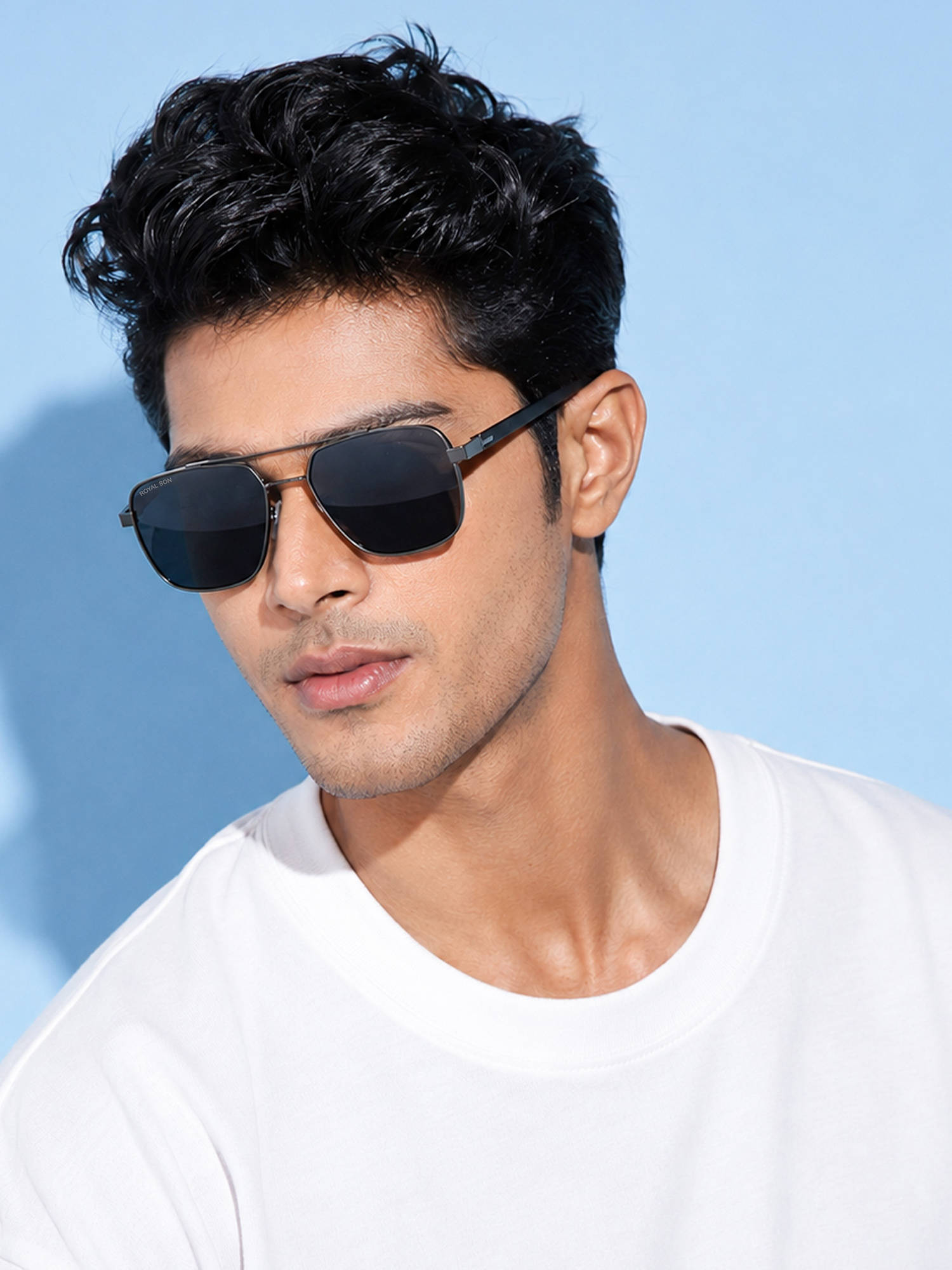 Royal Son Black Polarized Retro Square Sunglasses