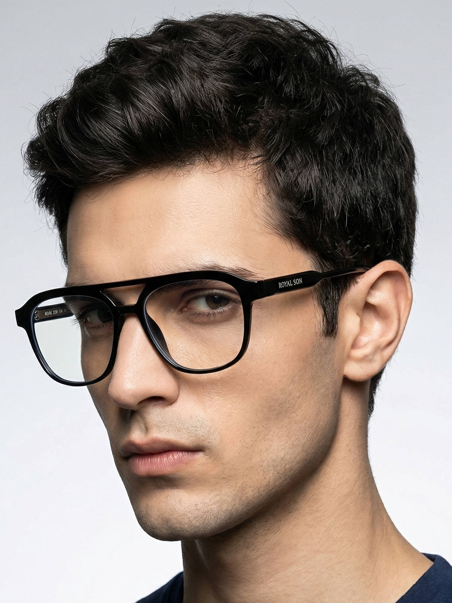 ROYAL SON Plastic Black Lens Square Eyeglass Frames for Unisex-Sf-Rs9090-C1 (50)