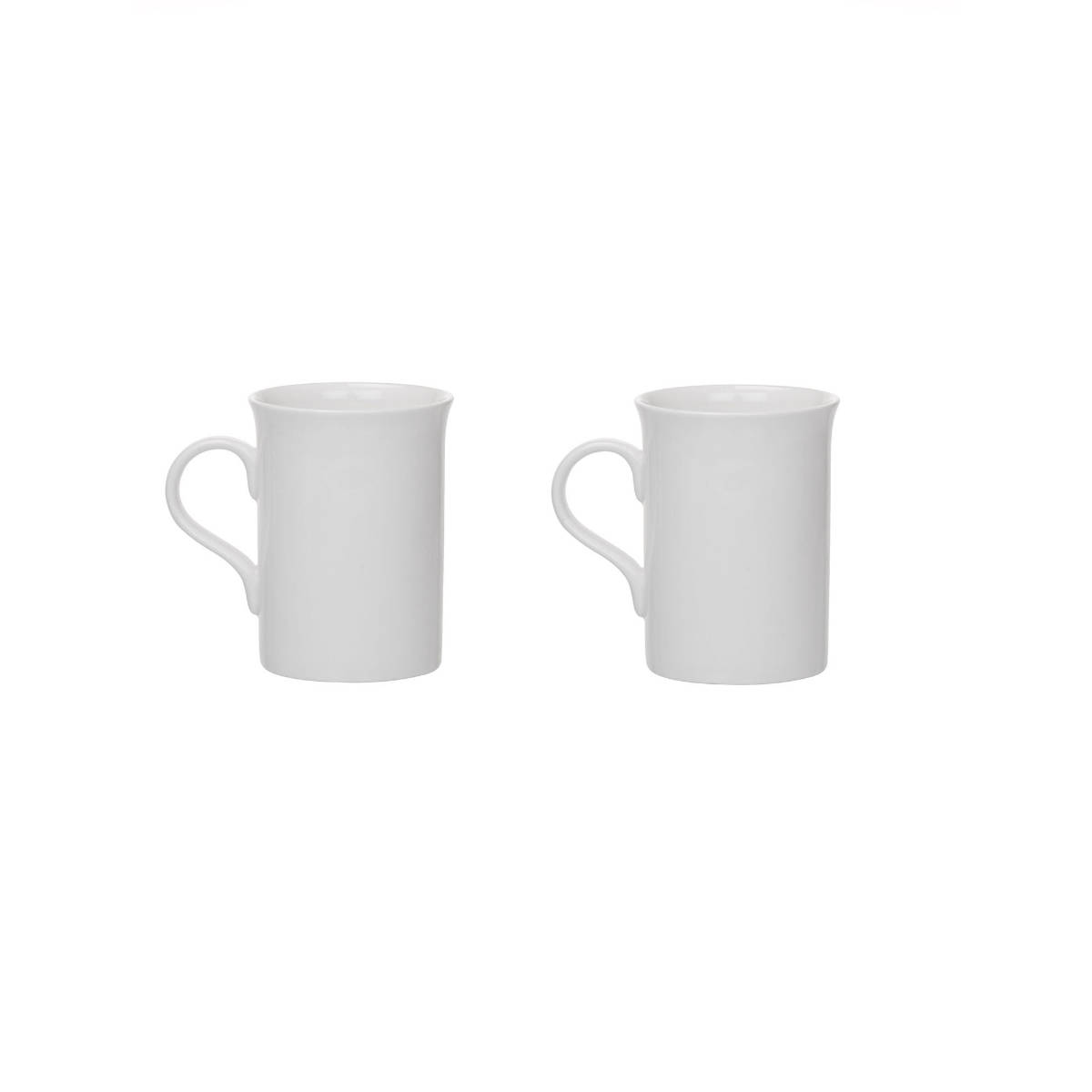 CLAY CRAFT Fine Ceramic White Solid Milk Mug 340 ml - Set of 2