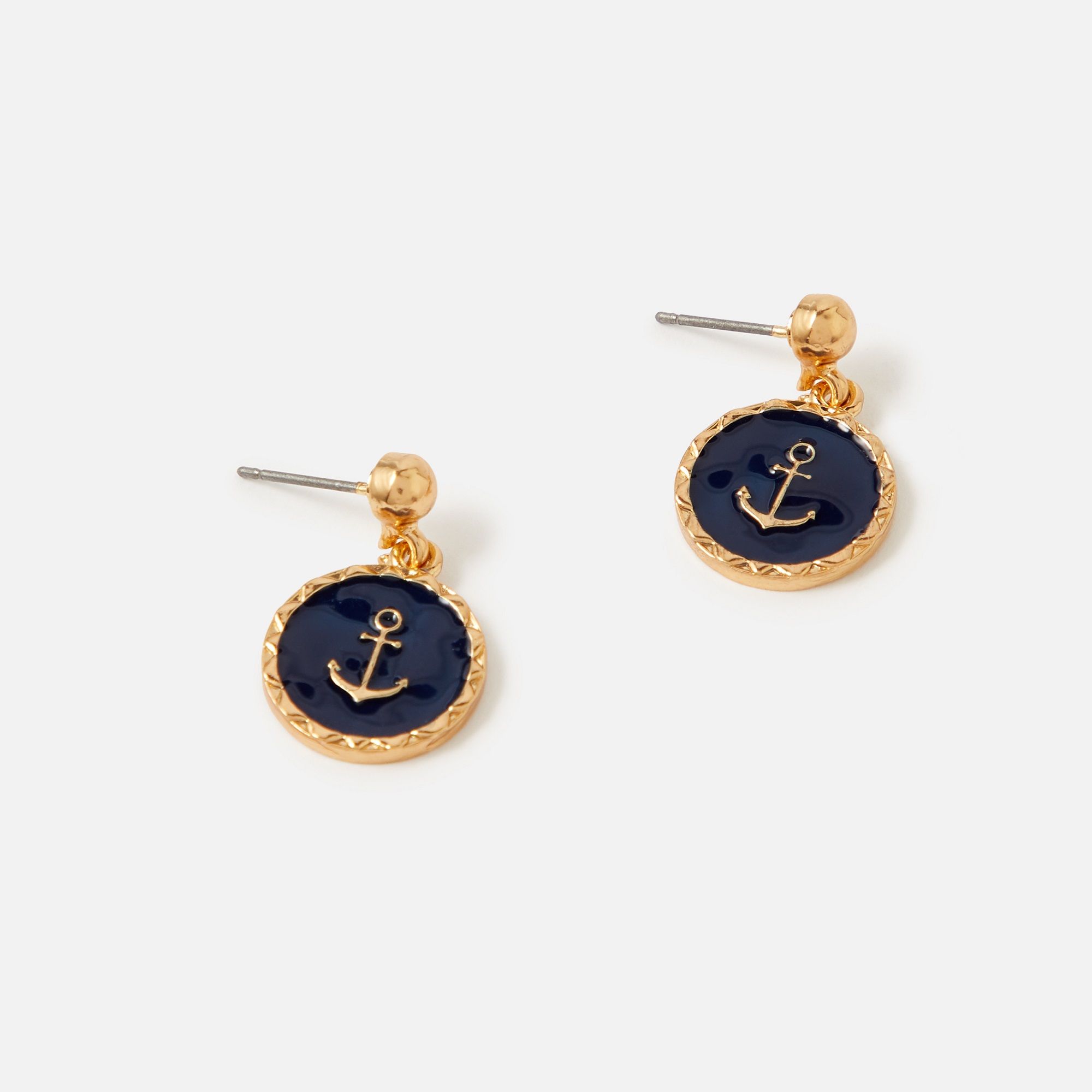 Accessorize London Women's St Ives Enamel Anchor Short Drops Earring
