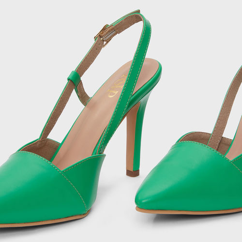 Slingback Shoes Emerald Green High Heels Shoes Crystal Shoes Heel