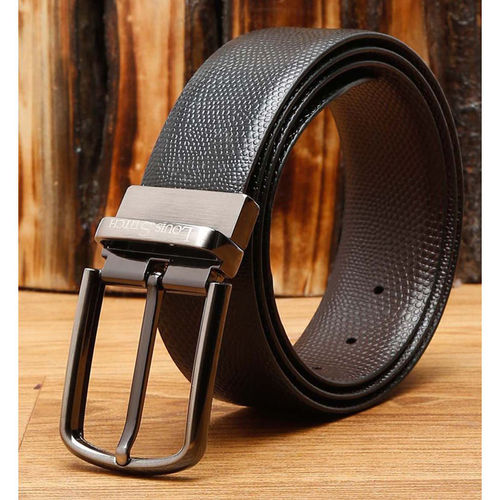 LOUIS STITCH Men Formal Black Genuine Leather Reversible Belt