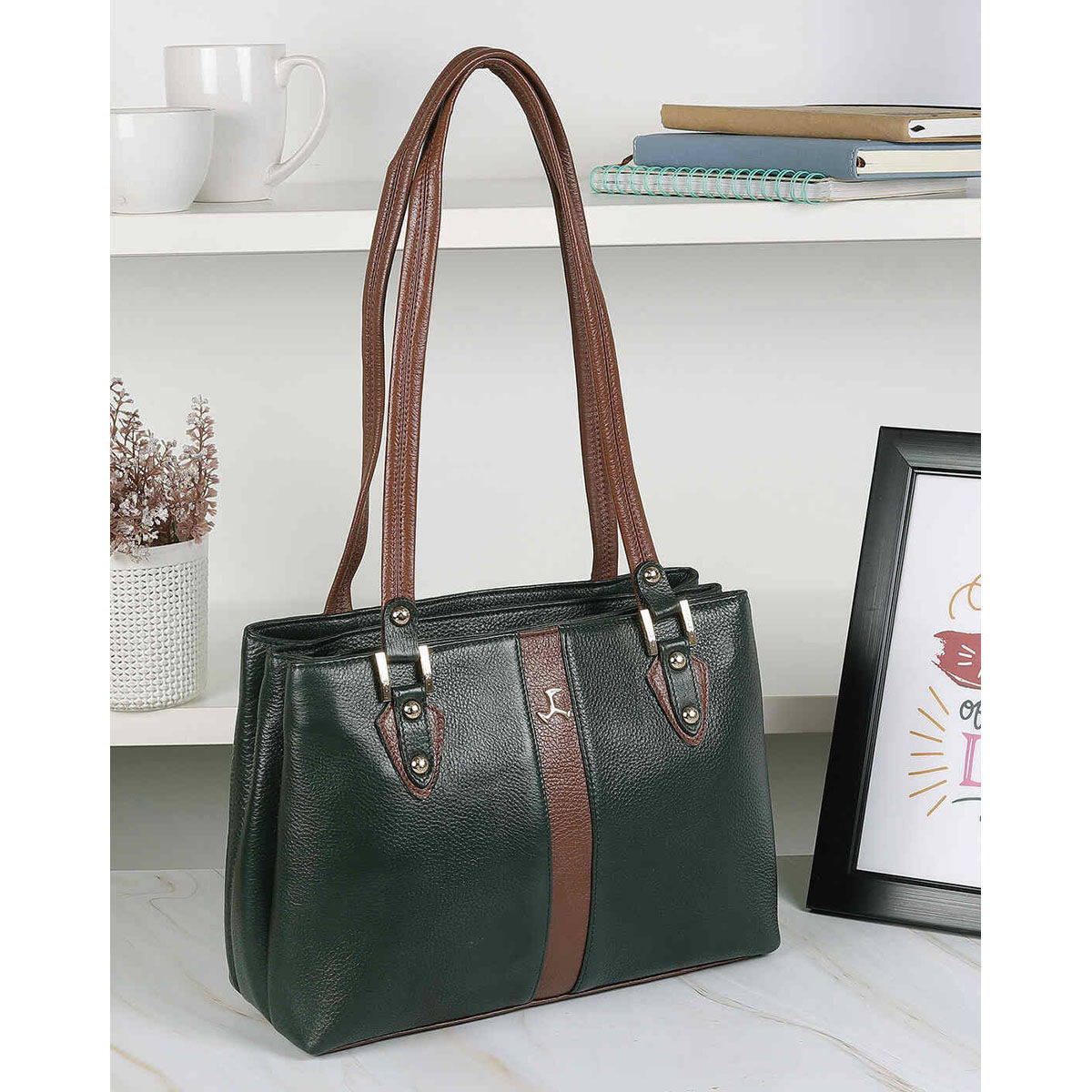 Mochi Women Formal Green Tote Bag