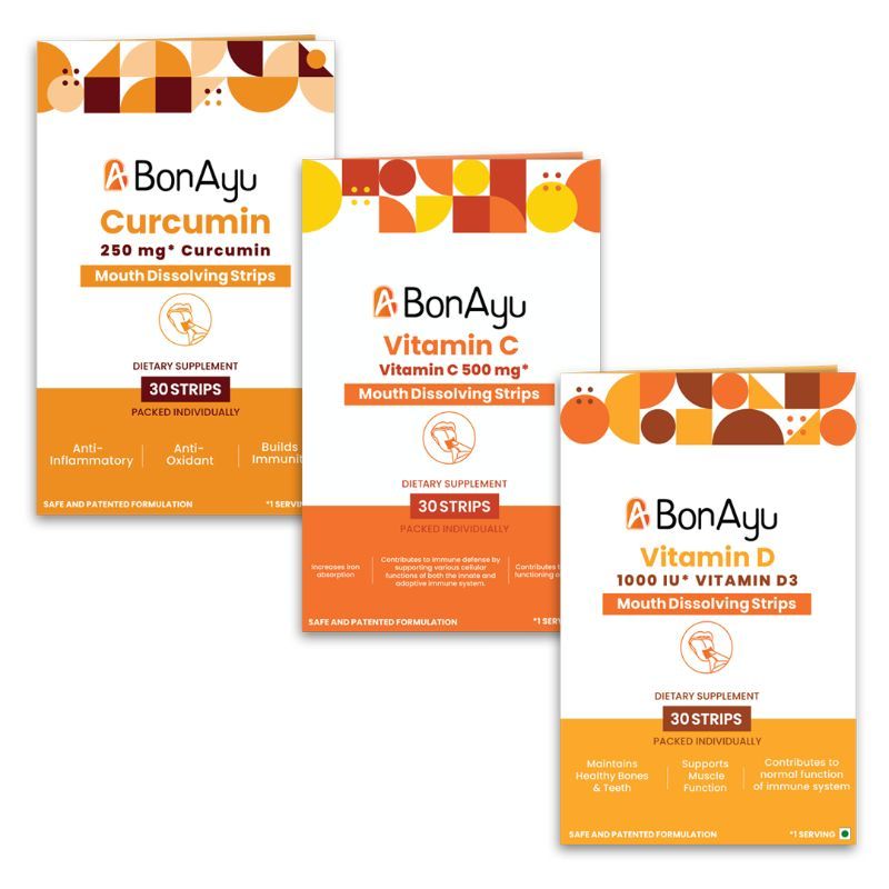Bonayu Immunity + Anti Inflammatory Booster Pack (curcumin + Vitamin C + Vitamin D3)