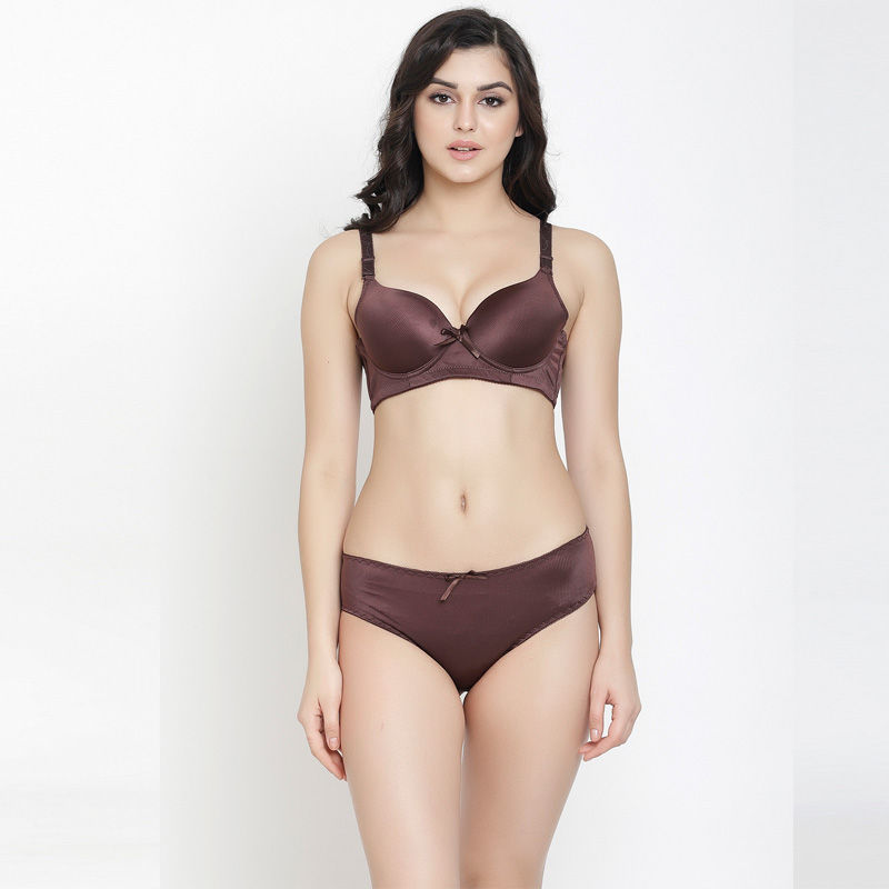 Buy online Brown Satin Bra And Panty Set from lingerie for Women by You  Forever for ₹259 at 35% off