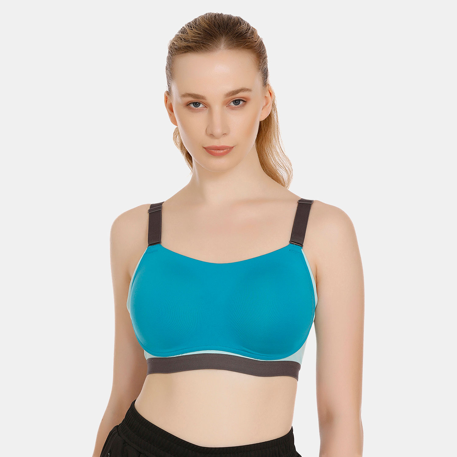 Zivame Zelocity Color Block High Impact Sports Bra Aqua Blue Buy