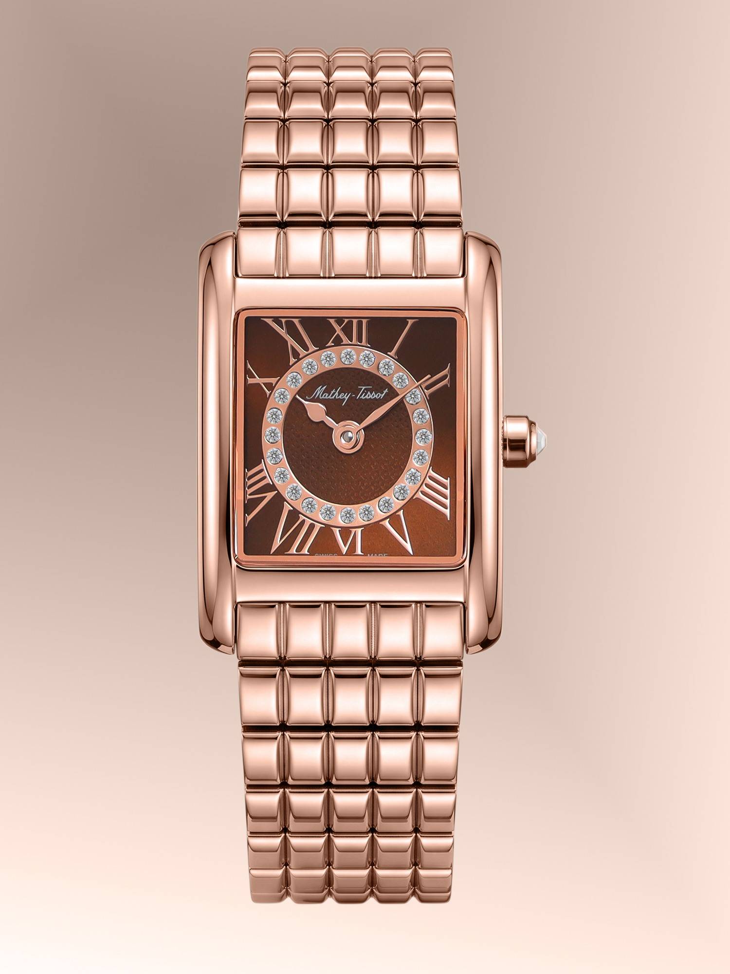 Mathey-Tissot Lolly Stainless Steel Brown Dial Watch For Women -D972PRM (Medium)