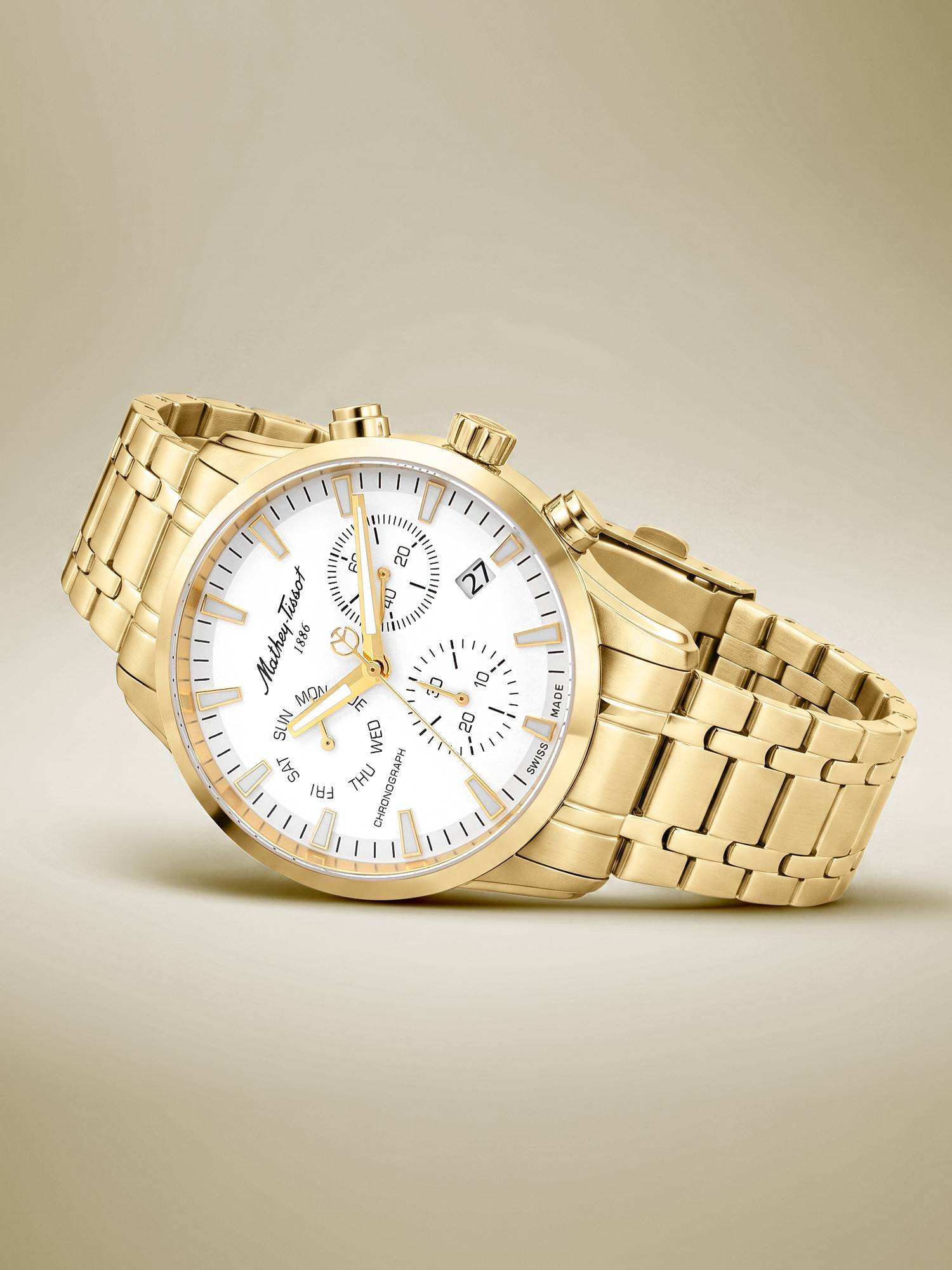Mathey-Tissot Ares Chrono Stainless Steel White Dial Watch For Men -H197CHPI (Medium)