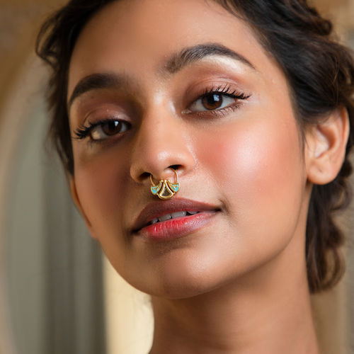 Shaya by CaratLane Chalka Re Septum Ring In Gold Plated Brass