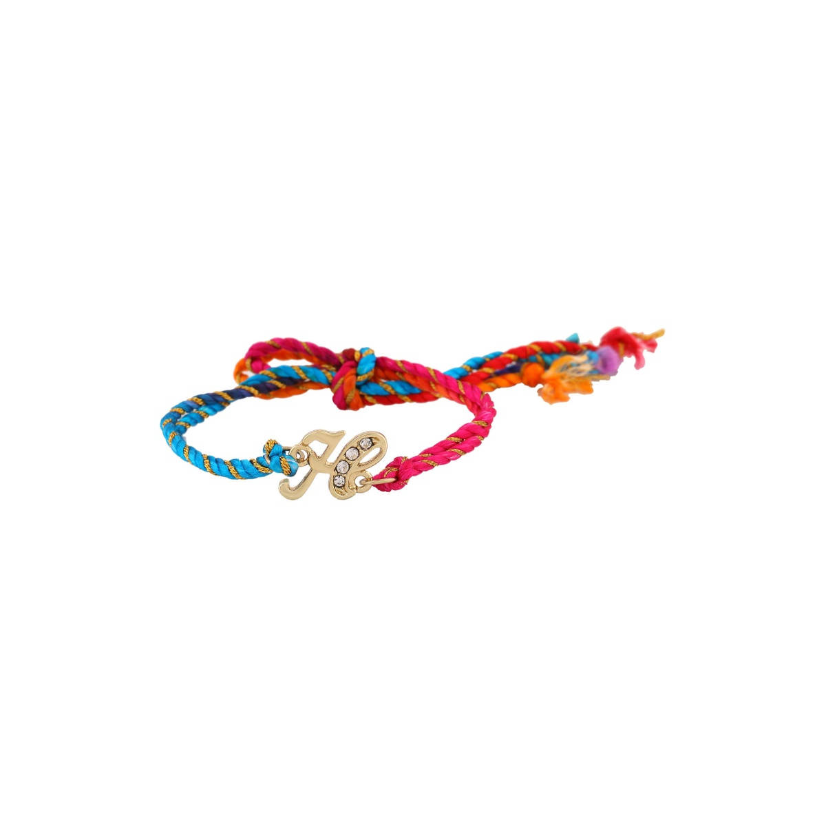 Estele Gold Plated Opulent 'H' Initials Rakhi with Crystals & Fancy Silk Thread