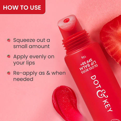 Dot & Key Gloss Boss Lip Balm SPF 50+ PA+++ With Vitamin C + E, Strawberry  Crush