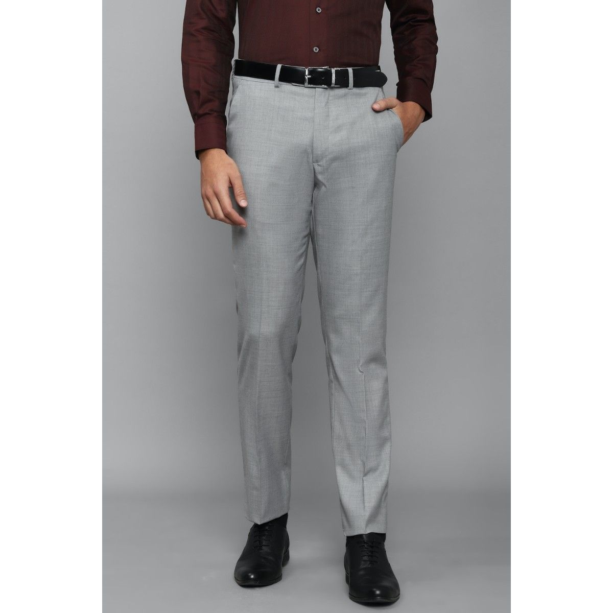 Buy LOUIS PHILIPPE Textured Wool Blend Slim Fit Men's Formal Wear Trousers  | Shoppers Stop