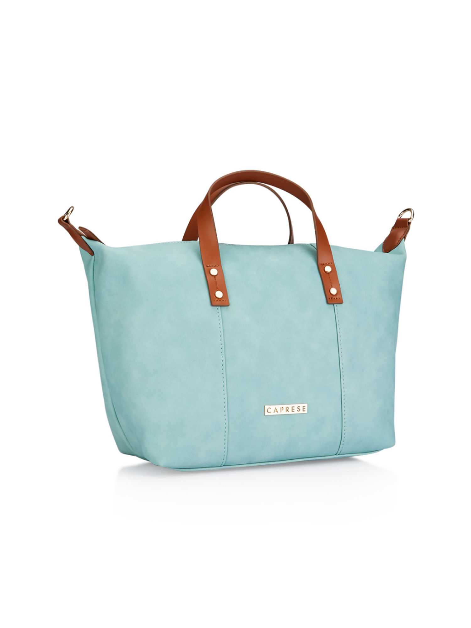 Buy Caprese Felicia Duffle Bag Medium Soft Blue Tan Online