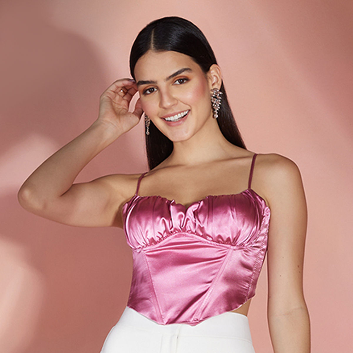Buy RSVP by Nykaa Fashion Pink Sweetheart Neck Corset Top Online