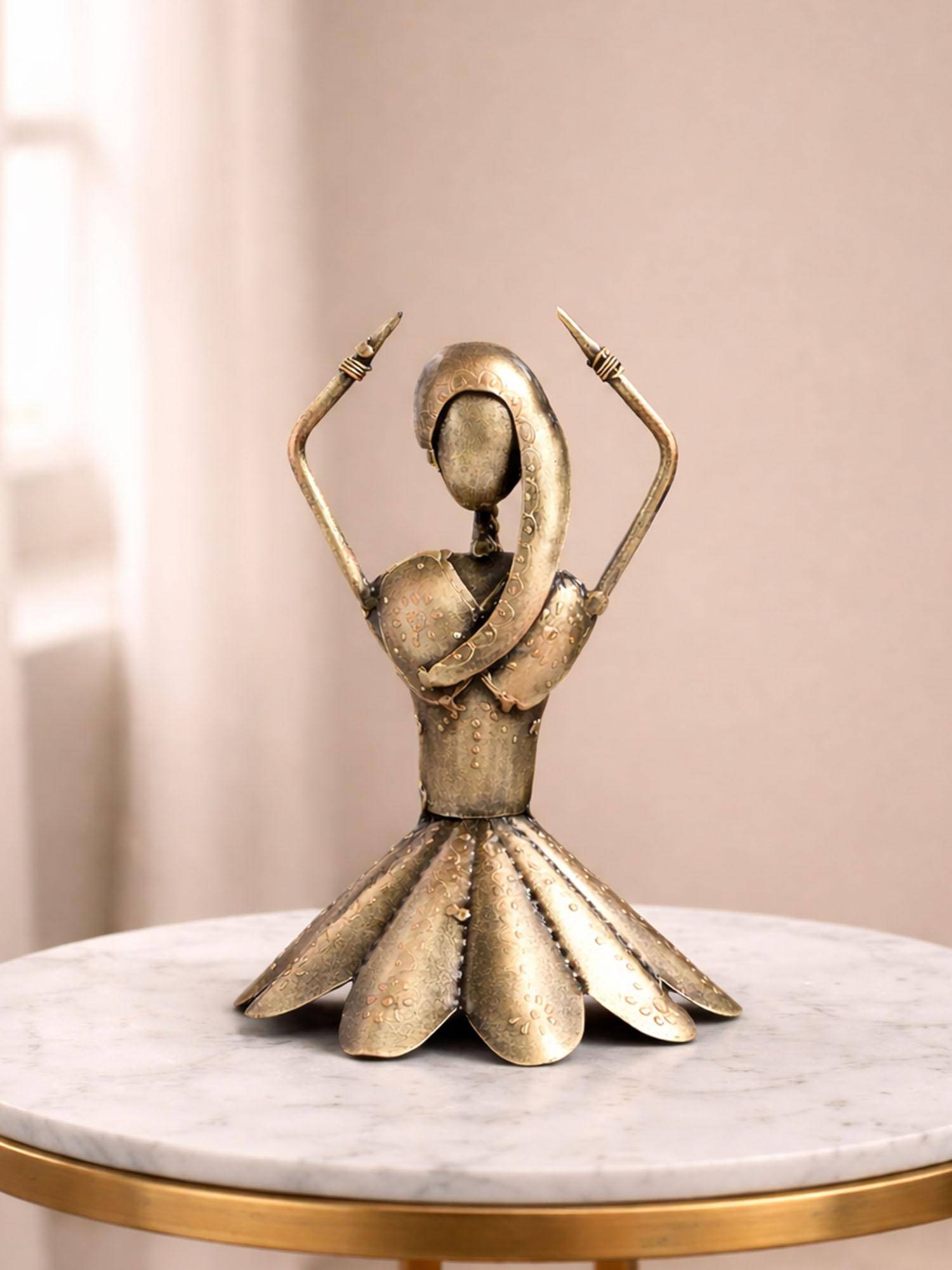 Golden Peacock Gold-Toned Handcrafted Dancing Doll Wall Hanging Decor