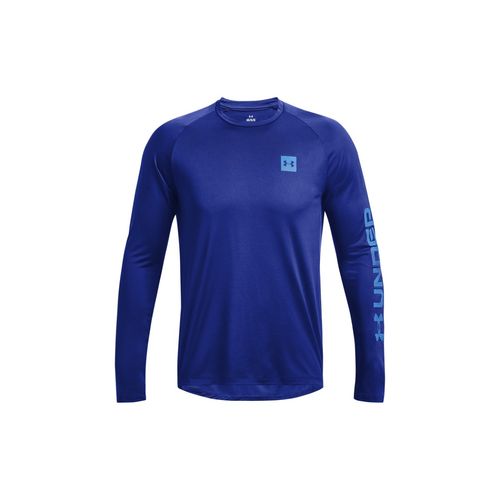 Under Armour Men Tech Print Fill Long Sleeves T-Shirt Blue