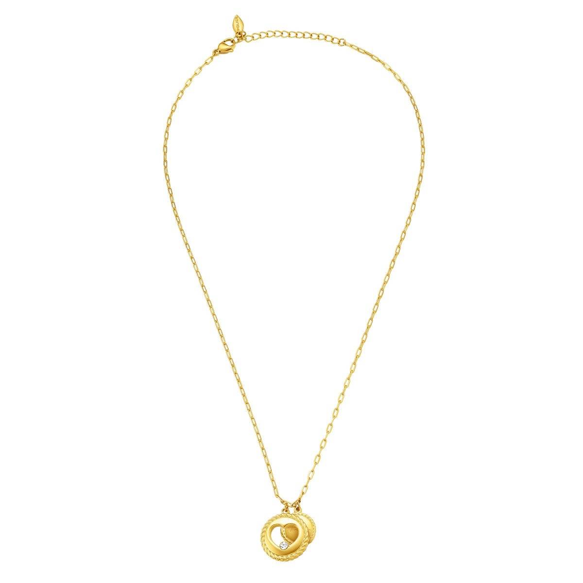 Police Amour Heart Crystal with Charms Gold Plated Necklace for Women - Pejln0002901