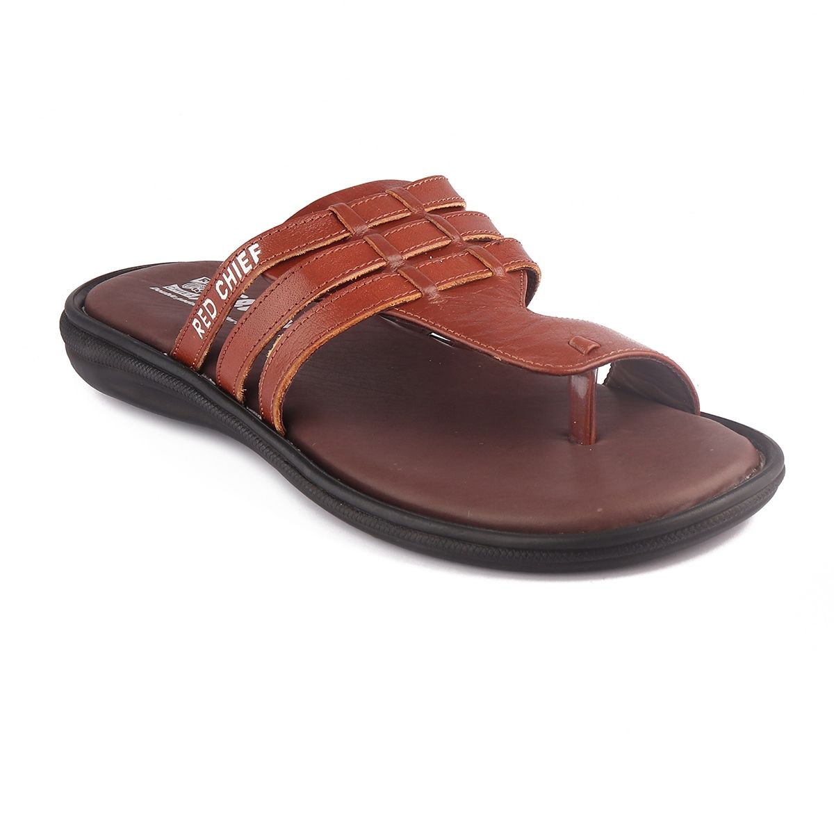 Buy Red Chief Tan Leather Casual Solid Toe Ring Slipper For Men Online