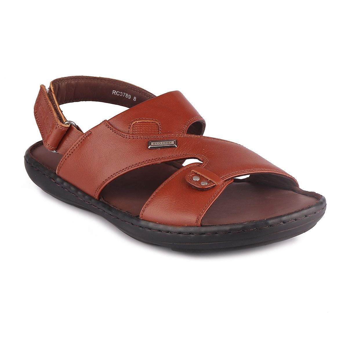 Buy Red Chief Black Leather Casual Solid Broad Foot Straps Sandal For Men  Online