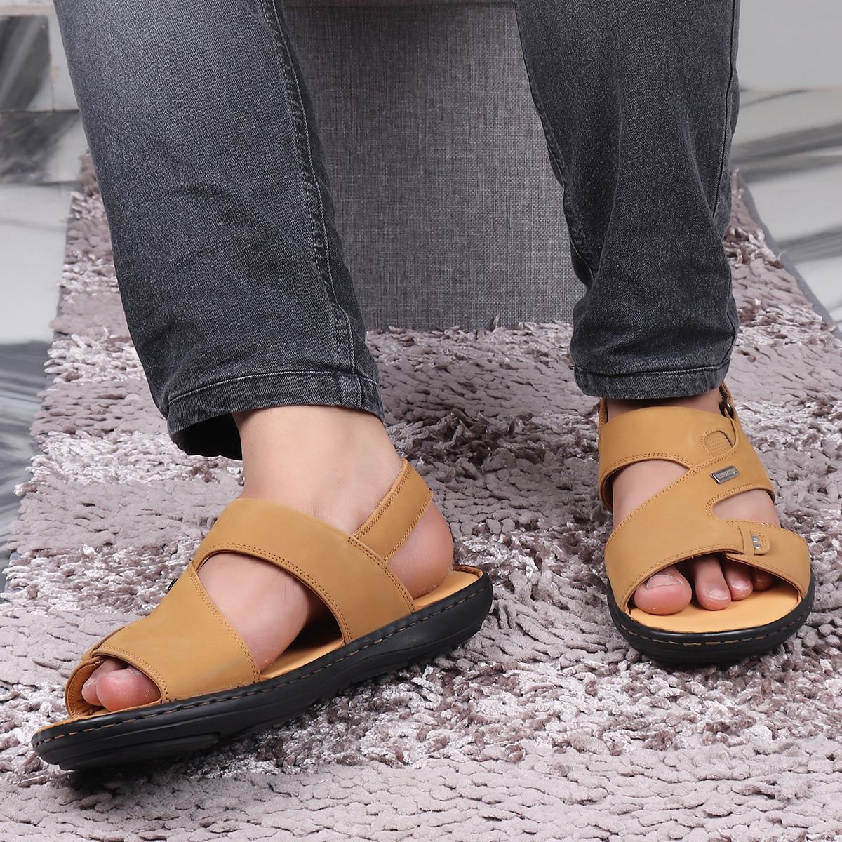 Buy Black Sandals for Men by G L TREND Online | Ajio.com