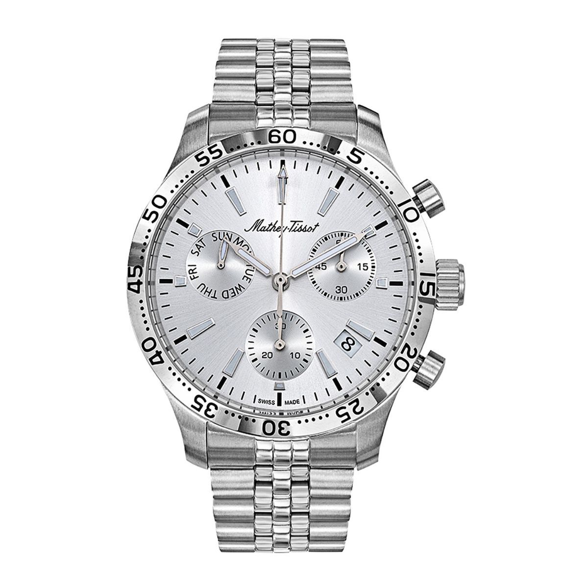 Silver chronograph watch online mens