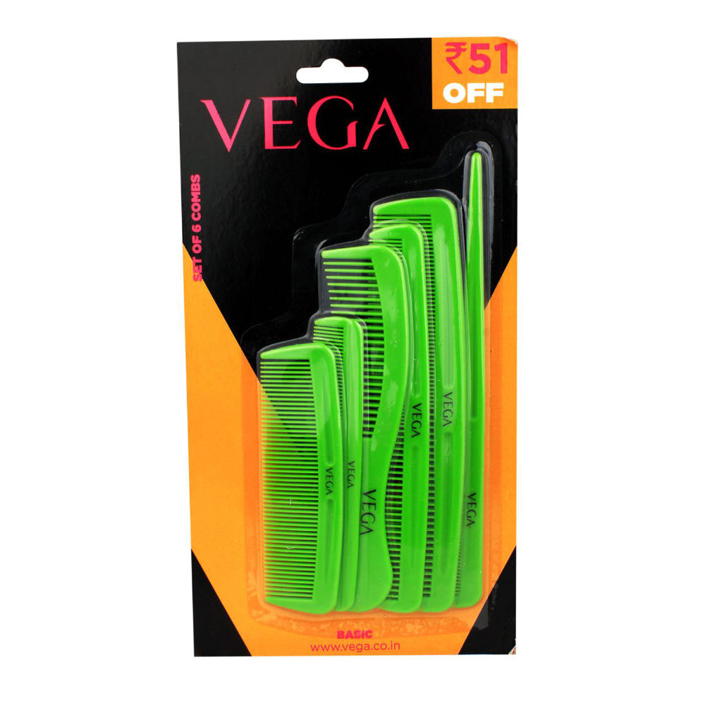 VEGA Combs - Set Of 6 (Off Rs.51/-) (HCS-02) (Color May Vary)