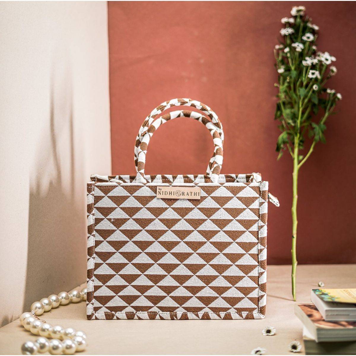 NR BY NIDHI RATHI Brown Structured Handheld Tote Bag