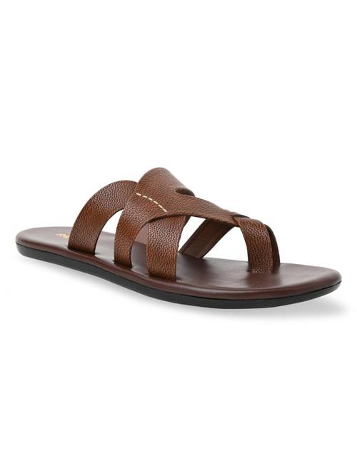 Mercanti Fiorentini Brown Leather Men’s Sandals 11 Mercanti Fiorentini Double Strap Sandals Leather Mens Size  main image 2