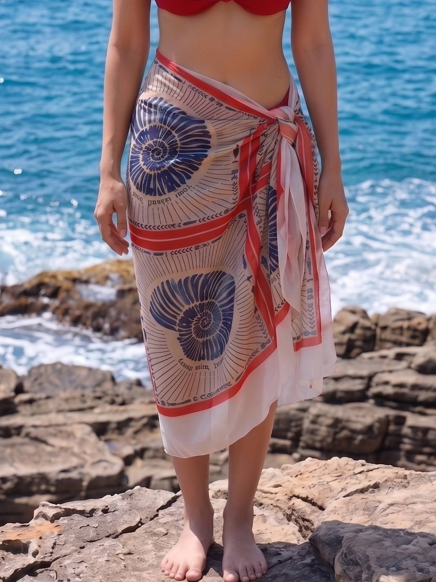 AOBA White Women Printed Beach Sarong