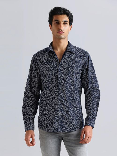 Buy Pepe Jeans Men Navy Blue Floral Printed Regular Fit Casual