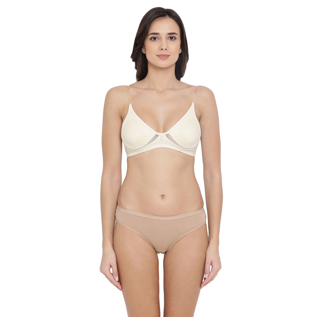 Buy Clovia Cotton Non-Padded Non-Wired Bra With Detachable Straps & Low  Waist Bikini Panty - White Online