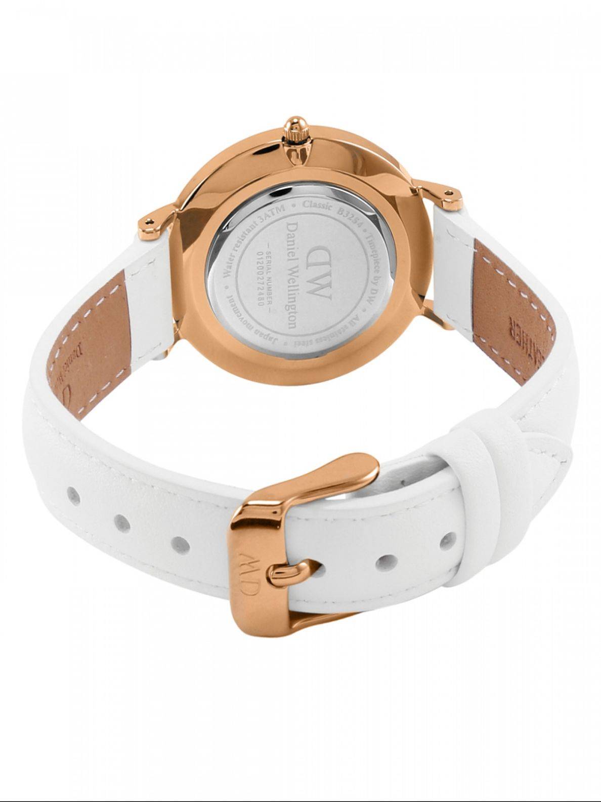 Daniel Wellington Petite Bondi - Montre Femme Bracelet Cuir Blanc/Or Rose 14 Mm, Élégante Et Minimaliste