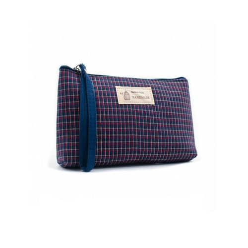 Visual Echoes Blue Checkered Everyday Essential Pouch