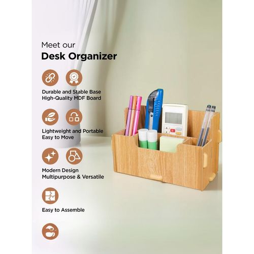 Buy UMAI Wood Compartment Pen Stand, Brown Online