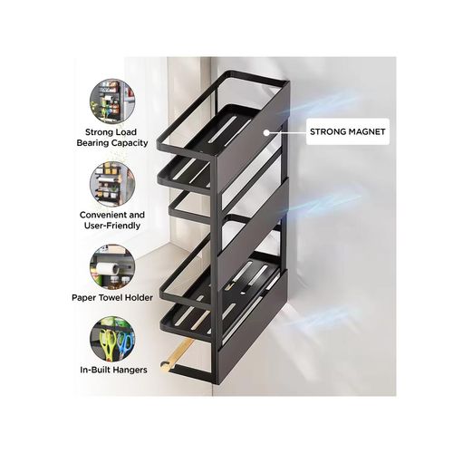 Buy UMAI Magnetic Kitchen Shelf with Paper Towel Holder, Black Online