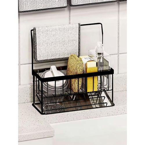 UMAI Stainless Steel Foldable Kitchen Sink Organiser, Black