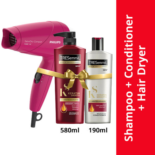 TRESemme Keratin Smooth Shampoo & Conditioner Combo Pack + Philips Hair  Dryer: Buy TRESemme Keratin Smooth Shampoo & Conditioner Combo Pack + Philips  Hair Dryer Online at Best Price in India | Nykaa