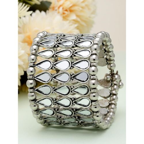 Mirror Gota Patti Bracelet Buy Moedbuille Silver Plated White