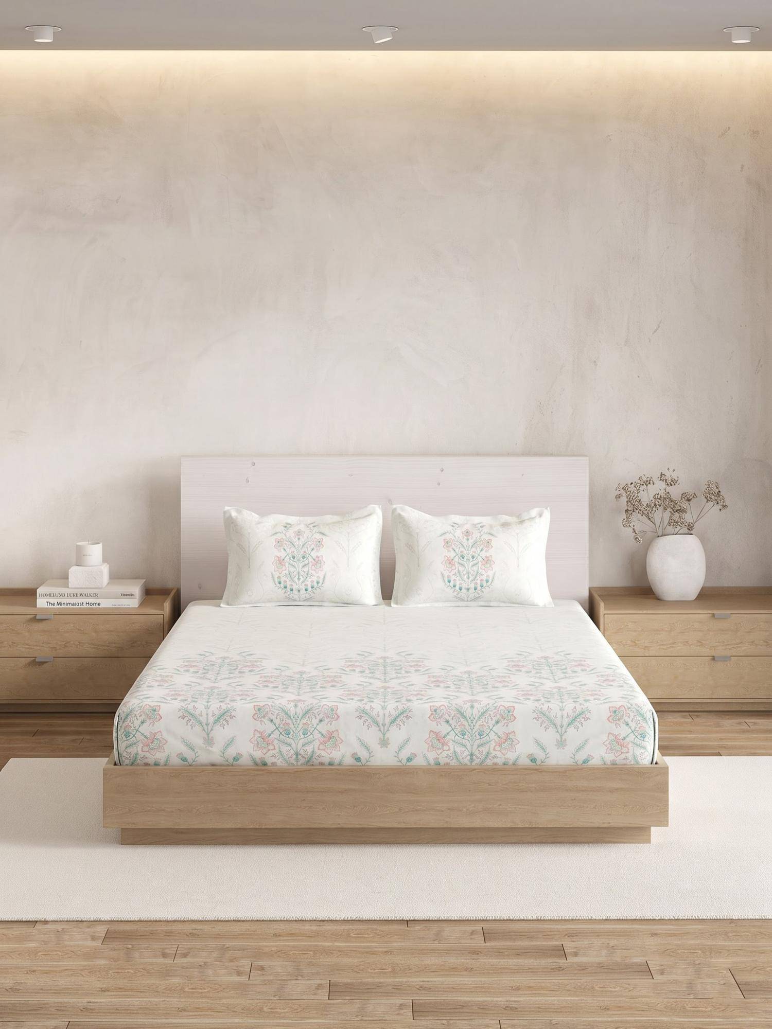 Ddecor Live Beautiful 100% Cotton Ethnic 180TC Super King Bedsheet With 2 Pillow Covers - Grey