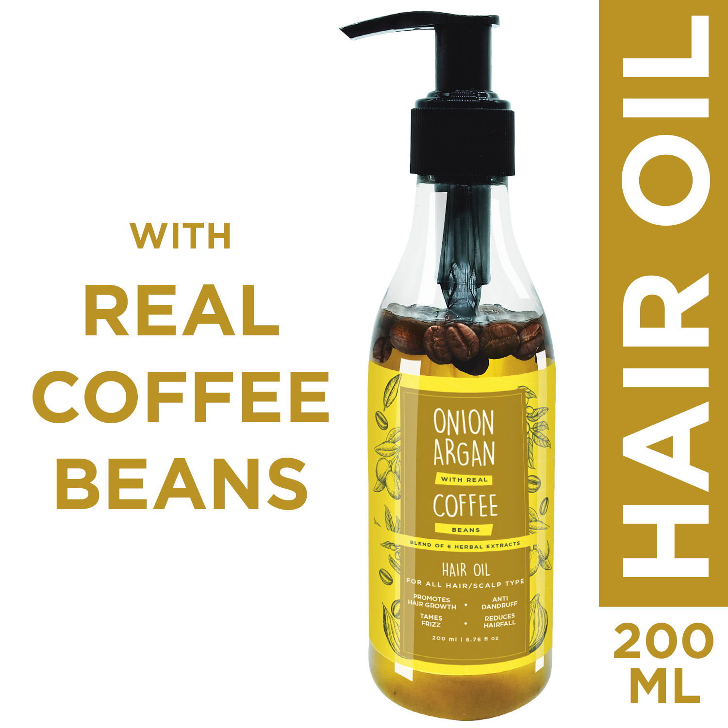 Bella Vita Organic Onion Argan With Real Coffee Beans Blend of 6 Herbal