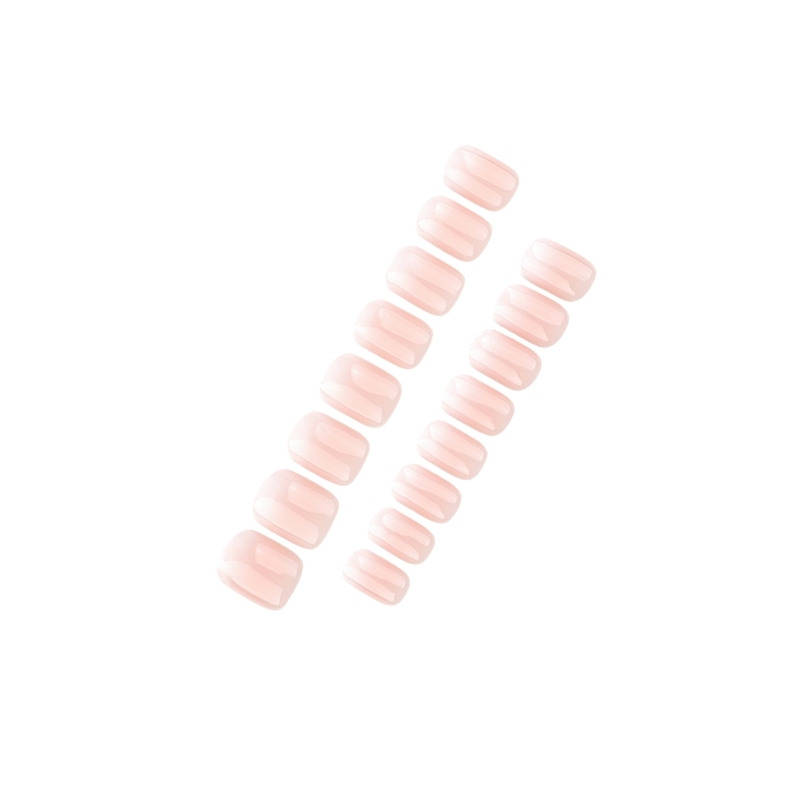 Rhe Cosmetics Milky White Ombre Press-On Nails – Glossy Short Square Artificial Nails